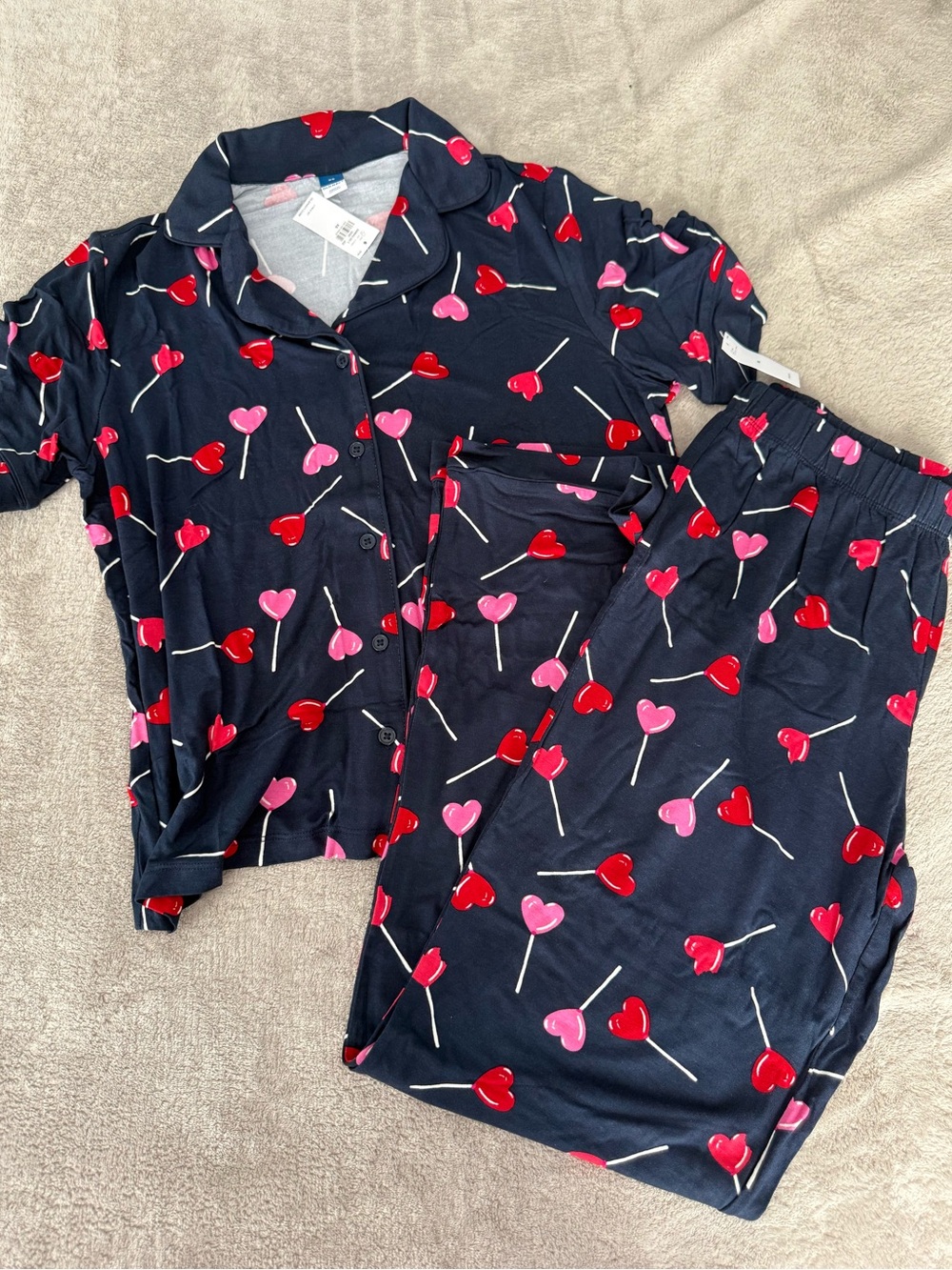 Old Navy Heart Lollipops S/S PJs in Navy Blue Sz XS - NEW!